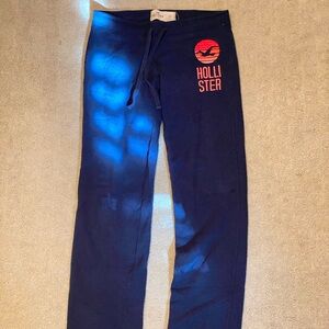 [SOLD] Hollister Navy Straight Leg Sweat Pants w/ Pink Embroidered Logo Size XS